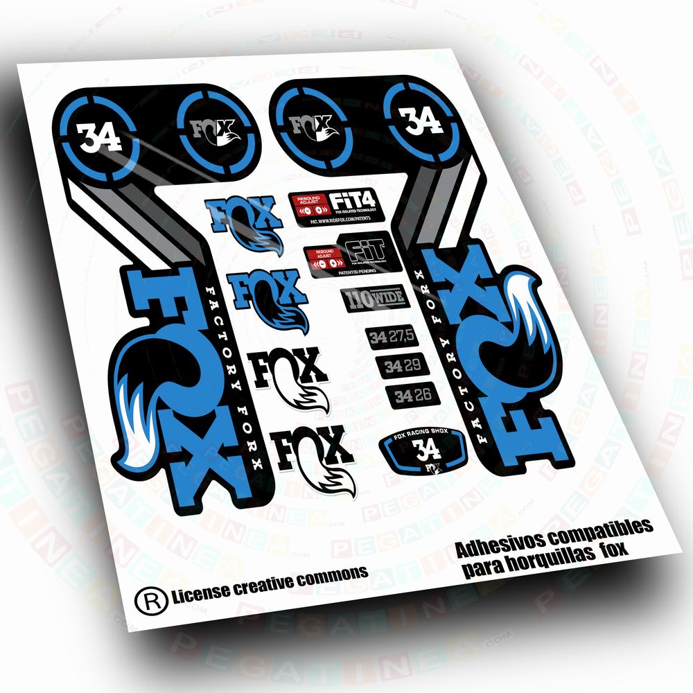 PEGATINAS COMPATIBLES CON HORQUILLAS FOX 34  HERITAGE  2014-2017  