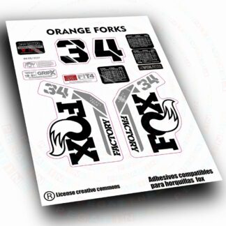 PEGATINAS COMPATIBLES CON HORQUILLA FOX 34 FACTORY ORANGE FORKS 2021- 2025 WP689