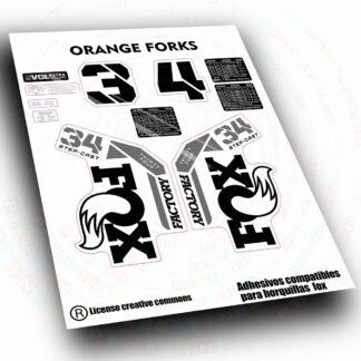 PEGATINAS COMPATIBLES CON HORQUILLA FOX 34 STEP CAST FACTORY ORANGE FORKS 2021- 2025 WP690