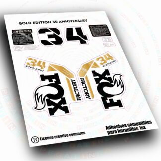 PEGATINAS COMPATIBLES CON  FOX 34 FACTORY SC  GOLD EDITION 50 ANIVERSARIO WP696