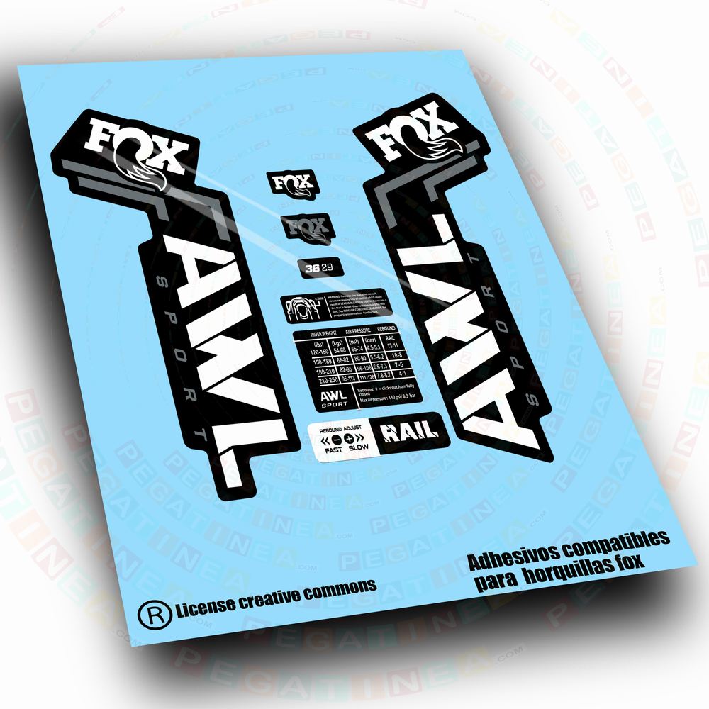 PEGATINAS COMPATIBLES CON  FOX 36 AWL SPORT BICOLOR  WP704
