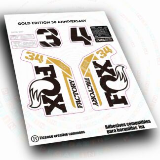PEGATINAS COMPATIBLES CON  FOX 34 FACTORY  50 ANNIVERSARY GOLD FORK  WP695