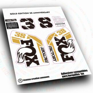 PEGATINAS COMPATIBLES CON  FOX 38 FACTORY  GOLD EDITION 50 ANIVERSARIO WP698