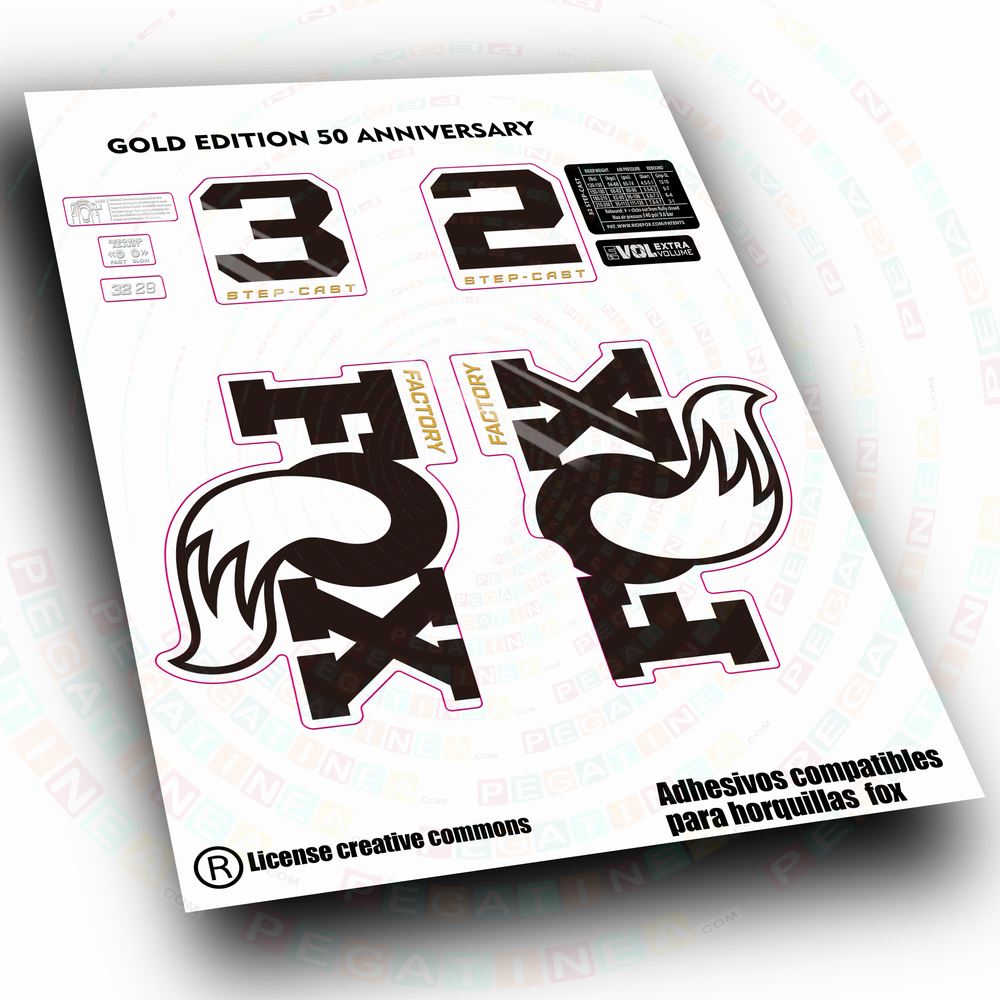 PEGATINAS COMPATIBLES CON FOX 32 FACTORY STEP CAST 50 ANNIVERSARY GOLD FORK WP694