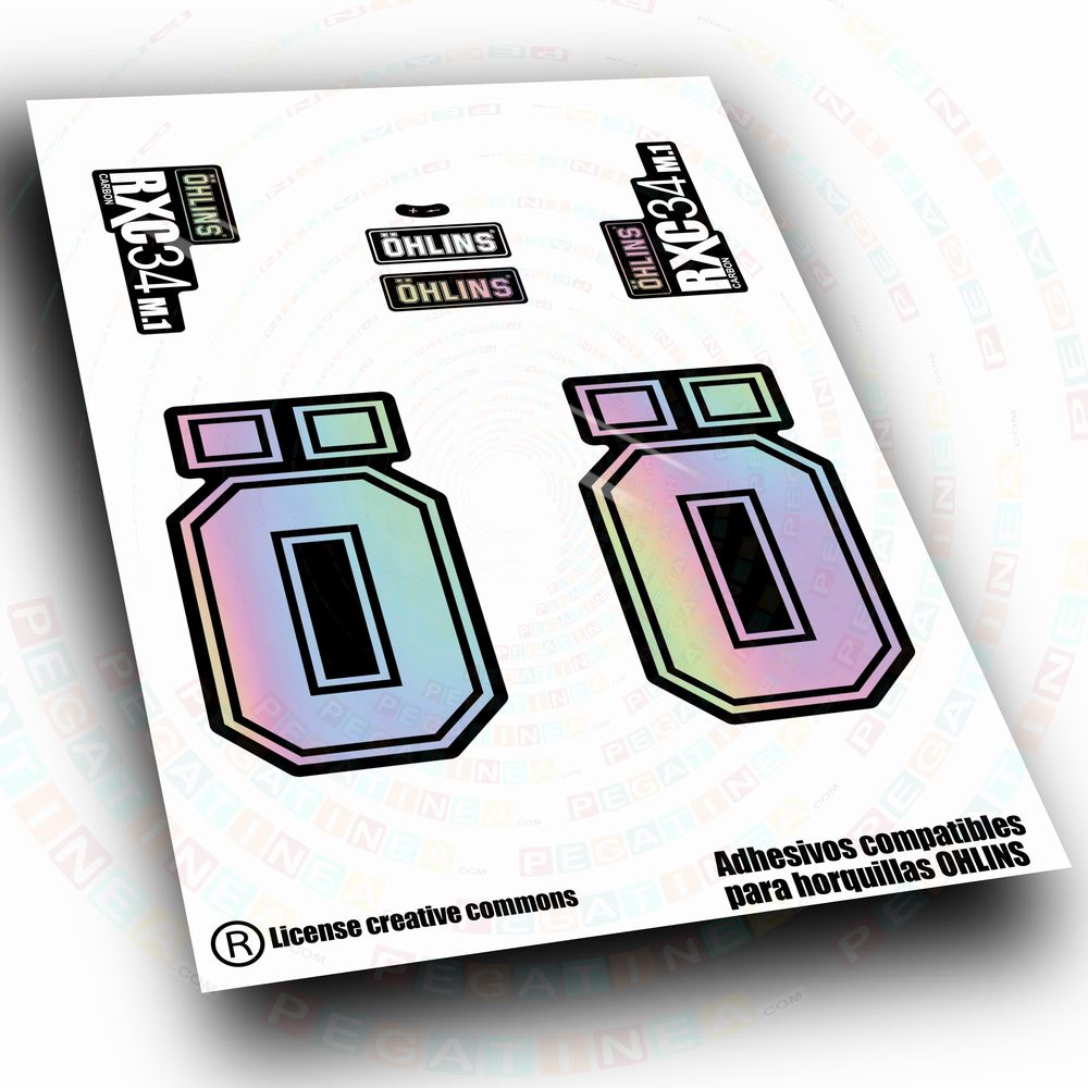 PEGATINAS COMPATIBLES CON HORQUILLAS RXC34 CARBON M1 WP710 BICOLOR 