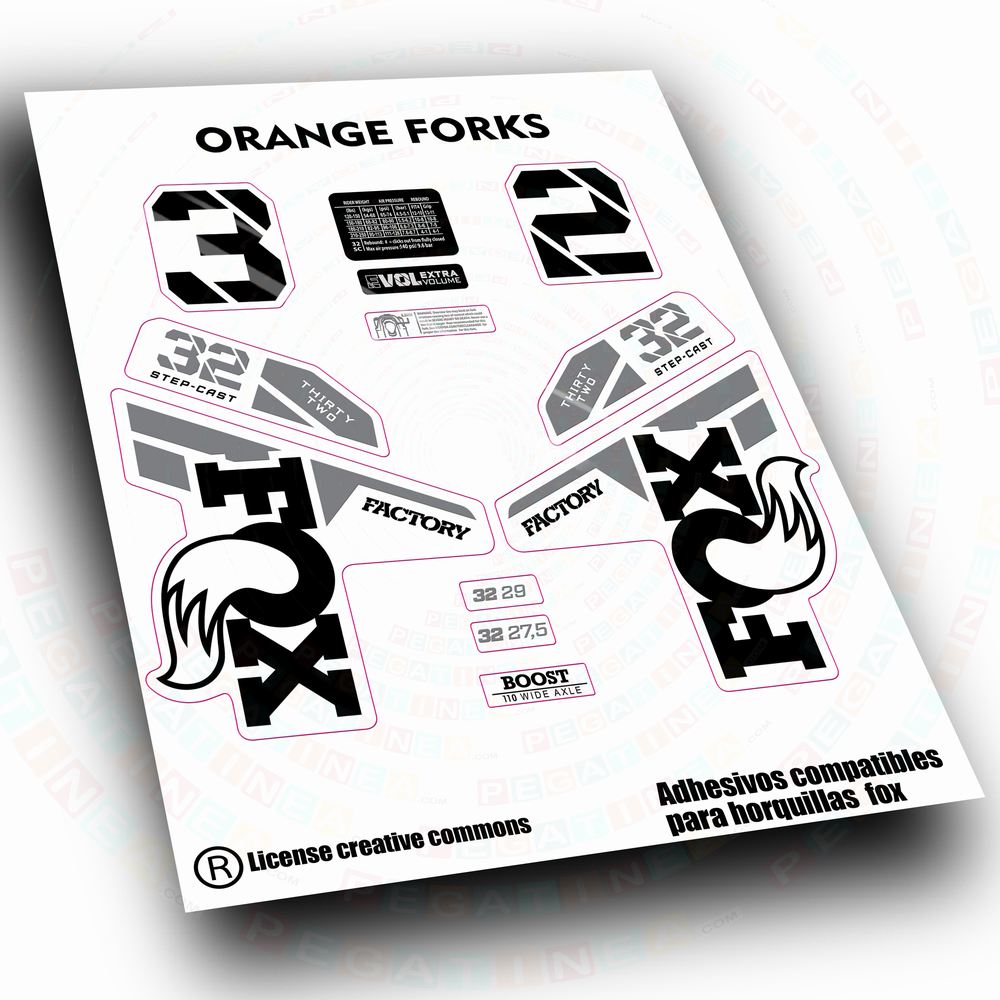 PEGATINAS COMPATIBLES CON HORQUILLA FOX 32 FACTORY ORANGE FORKS 2025- 2026 WP687