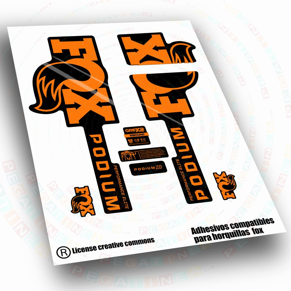 PEGATINAS COMPATIBLES CON HORQUILLAS FOX PODIUM ELITE 2025-2027 WP731