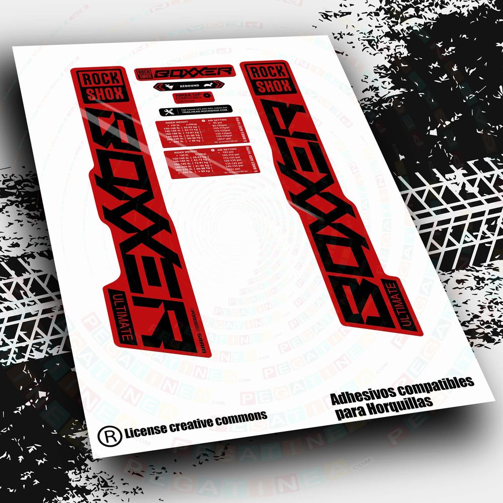 WP637 PEGATINAS ROCKSHOX BOXXER ULTIMATE  RED EDITION 2019, 2020, 2021, 2022.