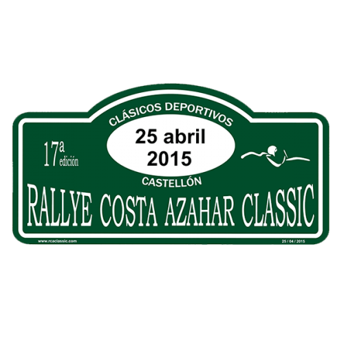 Pegatina Placa Rally Costa Azahar Classic 2015